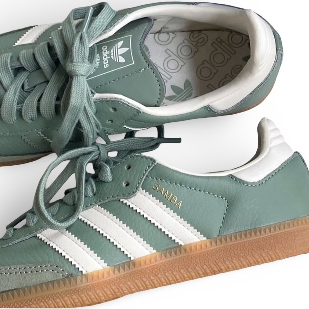 NEW! Adidas Samba OG Silver Green Gum Special Sneaker Women’s US Size 8 - Picture 4 of 10